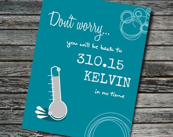 Kelvin Scale Nerdy Get Well Soon Card | Teacher, Student, Professor, Scientist, Chemist | Absolute Zero, Sick, Body Temperature