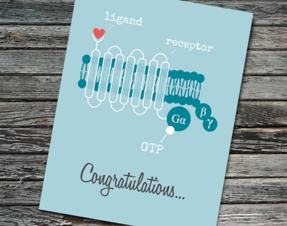 Engagement Wedding Nerdy Science Card | G Coupled Protein Biology Chemistry Physics | Professor Teacher Student Scientist | Ligand Receptor Il_570xn
