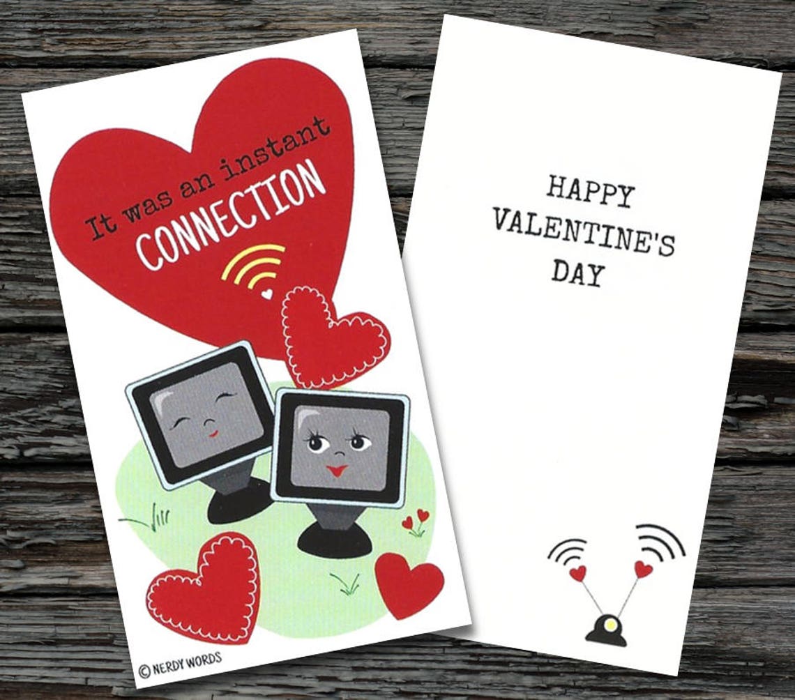 Mini Computer-Themed Valentines Day Cards Set of 12 Computer | Etsy