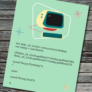 Birthday Javascript Nerdy Computer Card (fr) Programmeur, développeur Web, Professeur, Étudiant