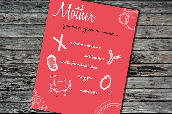 Science Mother's Day Card | Womb Biology Humor | Scientist, Professor, Student, Teacher | Nerdy Mitochondria Science Card Il_570xn