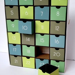 Boîte de compte à rebours à remplir soi-même en carton / Calendrier de l'Avent des Fêtes | Couleurs inspirées du bohème