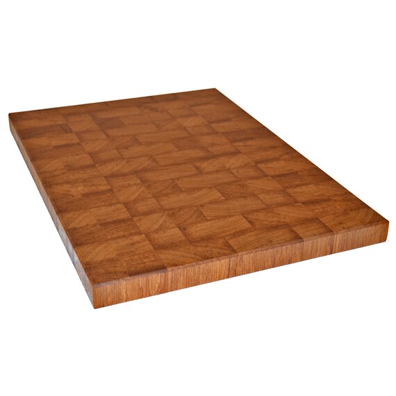 Large End Grain Teak Wood Cutting Board Handcrafted Butcher Block Image 0