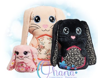Floppy Eared Bunny Stuffie, Plushie Machine Embroidery Digitized PATTERN