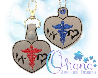 Medical  key chain, key fob, snap tab  The Hoop Designs Machine Embroidery Designs