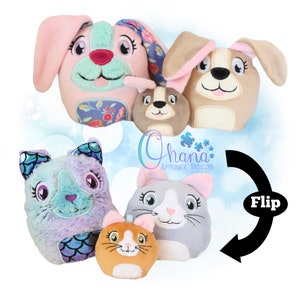 Cat Dog Flip Stuffie In The Hoop Machine Embroidery Design