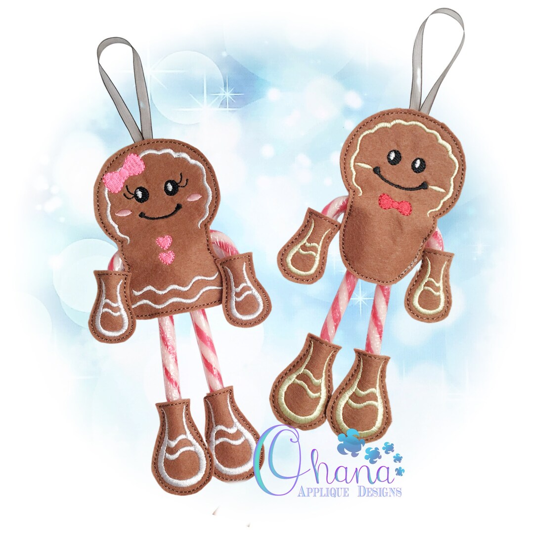 Gingerbread Candy Cane Holder Ornament SET in the Hoop Machine