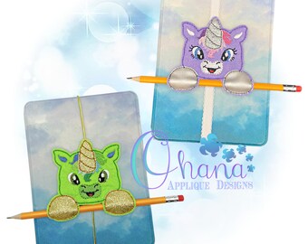 Unicorn Pen Holder Book Band In The Hoop Machine Embroidery Design