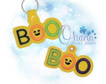 Porte-clés BOO, porte-clés, onglet pression Motifs de broderie machine The Hoop Designs
