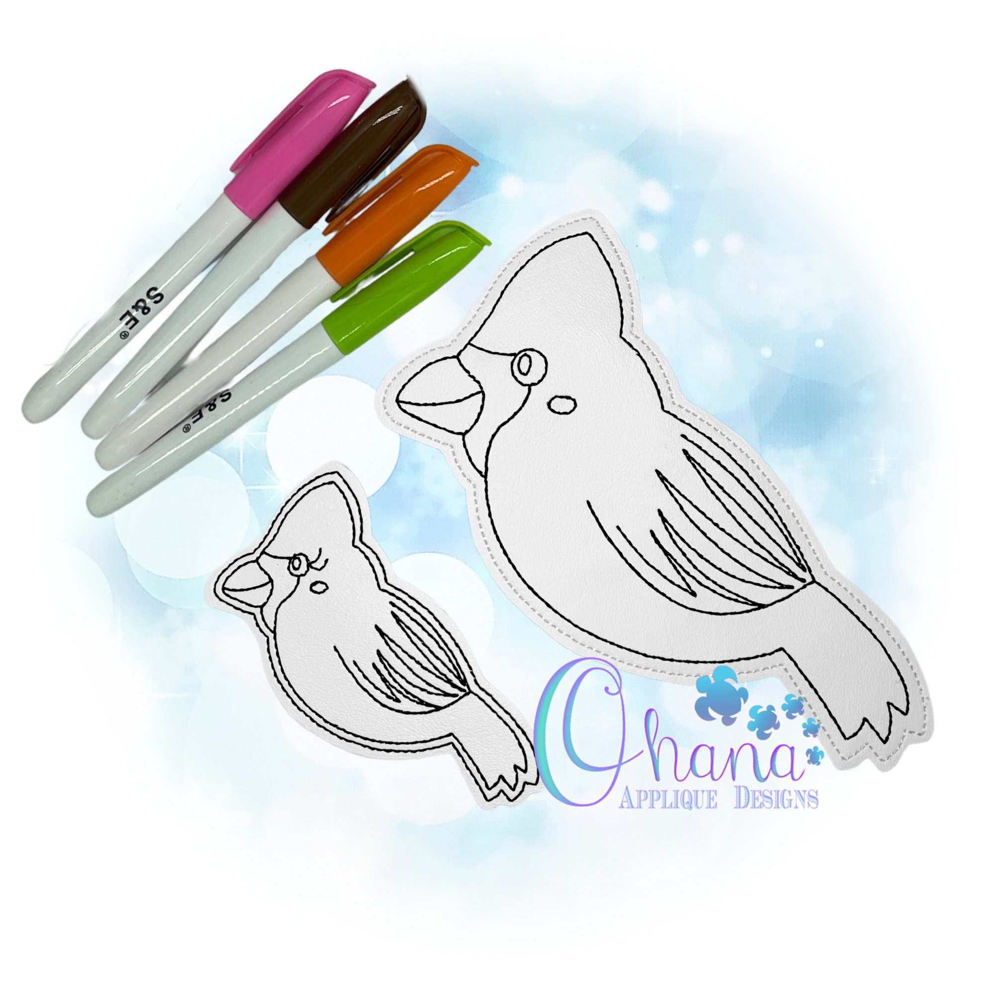 Cardinal Flat Coloring Doll In The Hoop Embroidery Machine Design