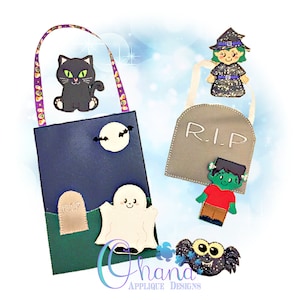 Happy Halloween Finger Puppet Set In The Hoop Machine Embroidery Design