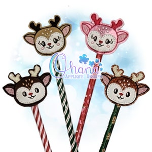 Reindeer Pencil Topper In The Hoop Machine Embroidery Design