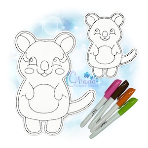 Quokka Flat Coloring Doll In The Hoop Embroidery Machine Design