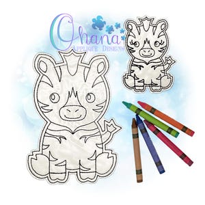 Zebra Flat Coloring Doll In The Hoop Embroidery Machine Design