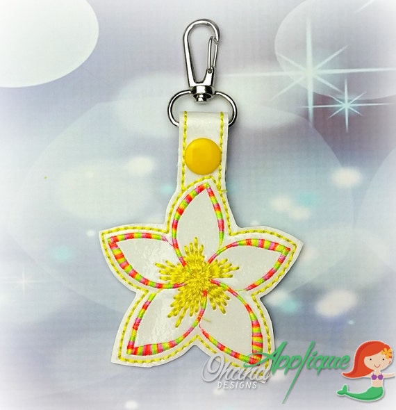 Fleur De Frangipanier Porte Clés Porte Clé Bouton Pression Patte Le Cerceau De Dessins Machine Embroidery Designs