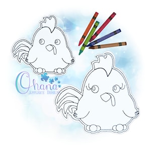 Rooster Flat Coloring Doll In The Hoop Embroidery Machine Design