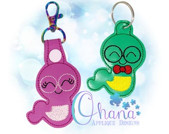Bookworm Key Chain, key fob, snap tab In The Hoop Machine Embroidery Designs