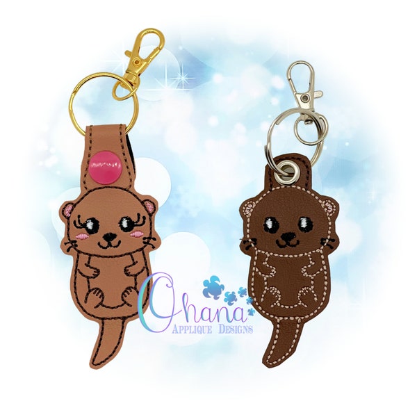 Playful Otter Key Chain, key fob, snap tab  The Hoop Designs Machine Embroidery Designs