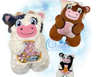Chubby Cow Stuffie In The Hoop Machine Embroidery Design