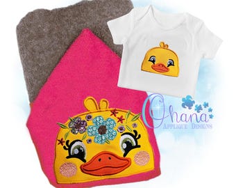 Floral Duck Peeker In The Hoop Embroidery  Machine Design