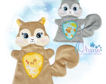 Squirrel Hand Puppet In The Hoop Machine Embroidery Design