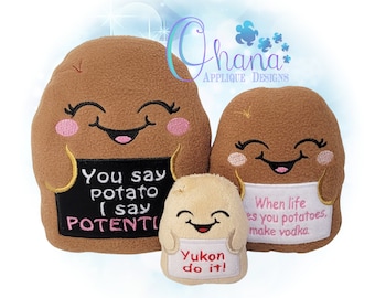 Positive Potato Stuffie In The Hoop Machine Embroidery Design