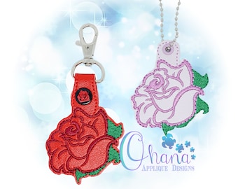 Rose Key Chain, key fob, snap tab  The Hoop Designs Machine Embroidery Designs