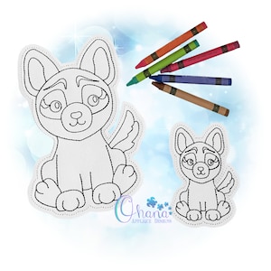 German Shepherd Flat Coloring Doll In The Hoop Embroidery Machine Design