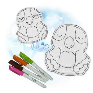 Parrot Flat Coloring Doll In The Hoop Embroidery Machine Design