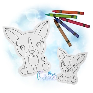 Chihuahua Flat Coloring Doll In The Hoop Embroidery Machine Design