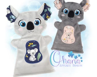 Huggable Koala Hand Puppet In The Hoop Machine Embroidery Design