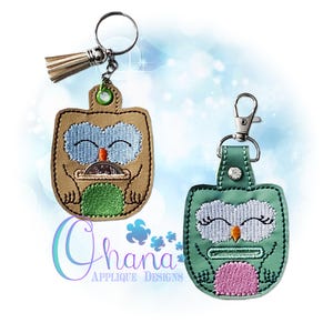 Chouette porte-clés, porte-clés, onglet pression, motifs de broderie Machine au cerceau