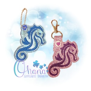 Seahorse key chain, key fob, snap tab  The Hoop Designs Machine Embroidery Designs
