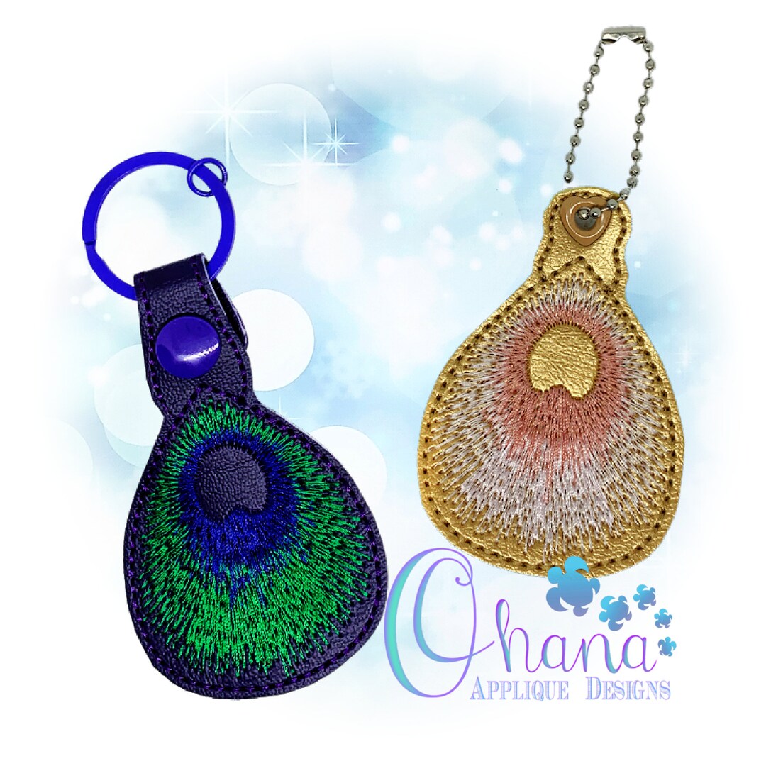 Peacock Feather Key Chain, Key Fob, Snap Tab in the Hoop Machine ...
