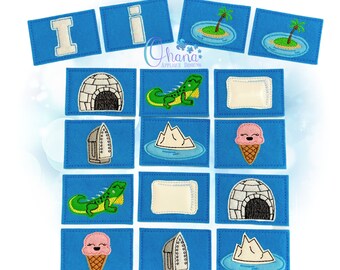 Letter I Matching Card Game In The Hoop Machine Embroidery Design