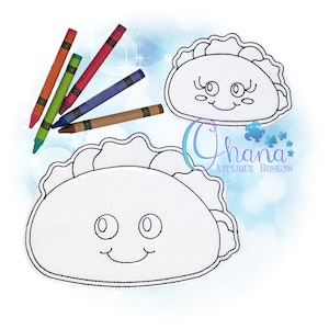 Taco Flat Coloring Doll In The Hoop Embroidery Machine Design