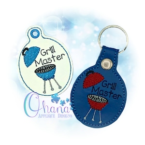 Grillhoofdsleutelhanger, sleutelhanger, kliklipje In The Hoop Machine-borduurontwerp