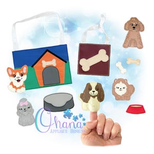 Puppy Finger Puppets Set In The Hoop Machine Embroidery Design