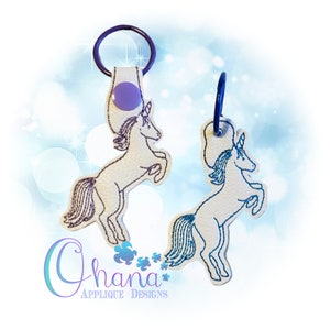 Unicorn Key Chain, key fob, snap tab  The Hoop Designs Machine Embroidery Designs
