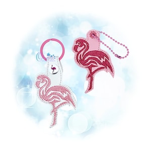 Flamingo key chain, key fob, snap tab  The Hoop Designs Machine Embroidery Designs