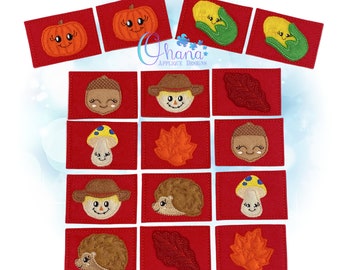 Fall Matching Card Game In The Hoop Machine Embroidery Design