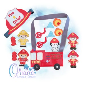 Firefighter Finger Puppet Set In The Hoop Machine Embroidery Design