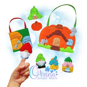 Fall Gnome Finger Puppets In The Hoop Machine Embroidery Design