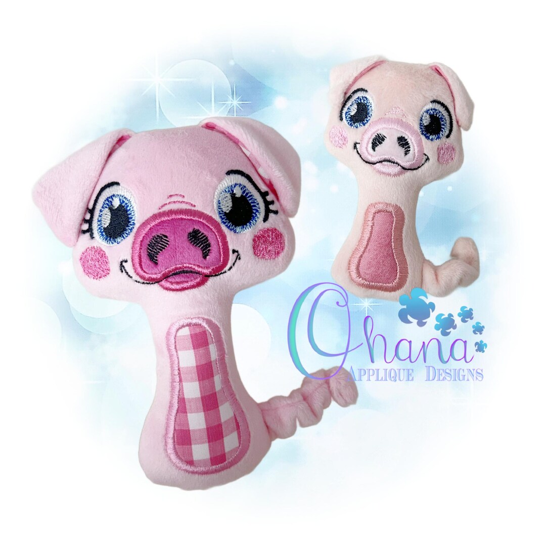Huggable Pig Rattle in the Hoop Machine Embroidery Design - Etsy