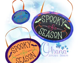 Spooky Season Türschild Dekoration im Stickrahmen Stickrahmen Stickdatei
