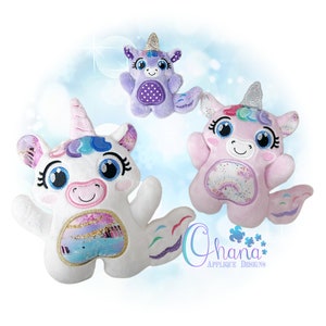 Huggable Unicorn Stuffie In The Hoop Machine Embroidery Design