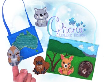 Australian Animal Finger Puppets In The Hoop Machine Embroidery Design