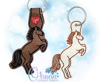 Horse Key Chain, key fob, snap tab  The Hoop Designs Machine Embroidery Designs