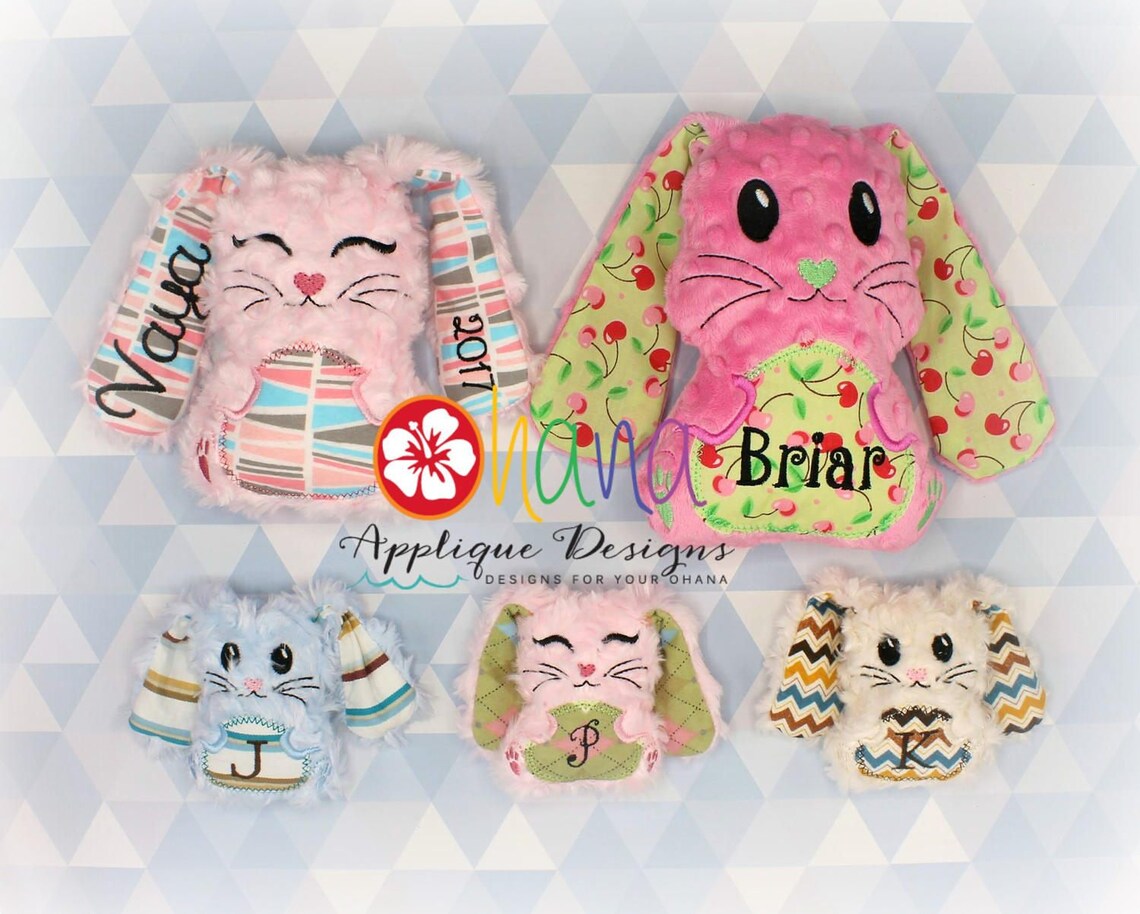 Floppy Eared Bunny Stuffie, Plushie Machine Embroidery Digitized ...