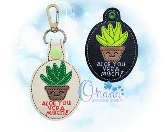 Aloe Key Chain, key fob, snap tab  The Hoop Designs Machine Embroidery Designs